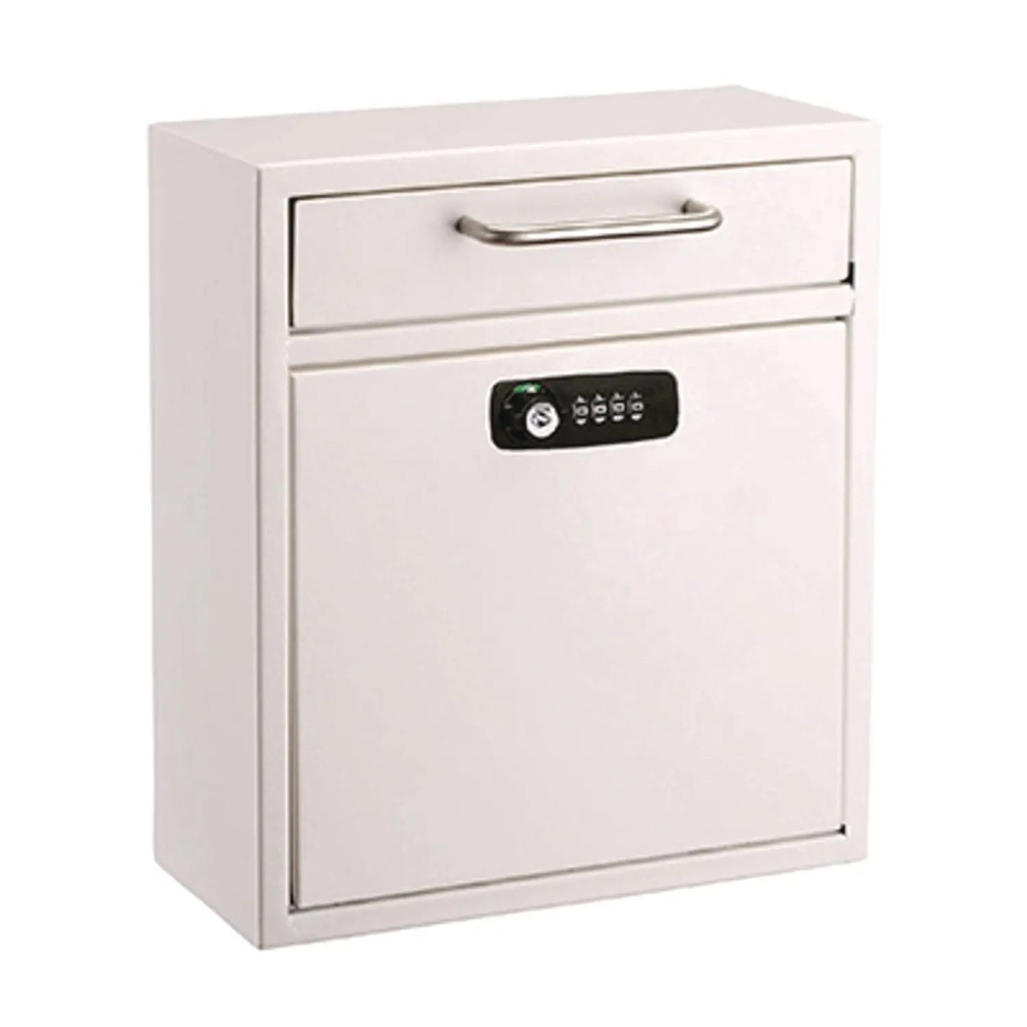 Medium Secure Drop Box Wall Mounted Locking Mail Box with Key and Combination Lock, 10.51 x 4.72 x 12, White