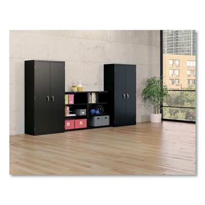 Metal Bookcase, Three-Shelf, 34.5w x 12.63d x 41h, Black Flipcost Flipcost