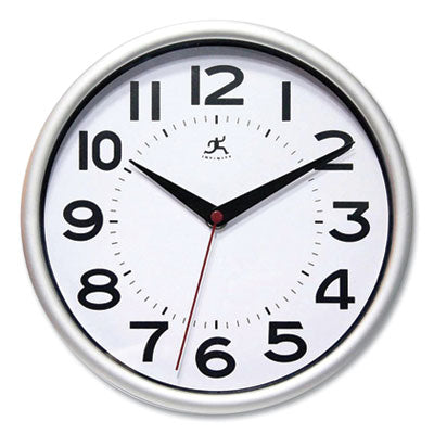 Modern Silver Wall Clock, 9" Diameter, 1 AA (sold separately) Flipcost Flipcost