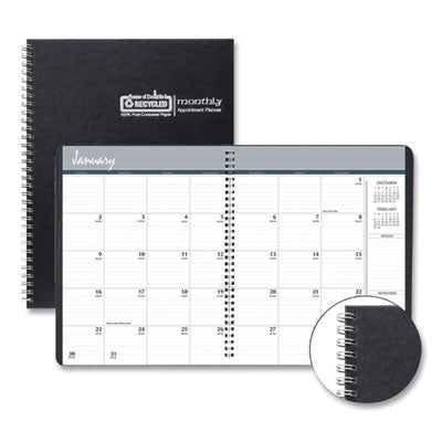 Monthly Hard Cover Planner, 11 x 8.5, Black Cover, 14-Month (Dec to Jan): 2023 to 2025 Flipcost Flipcost