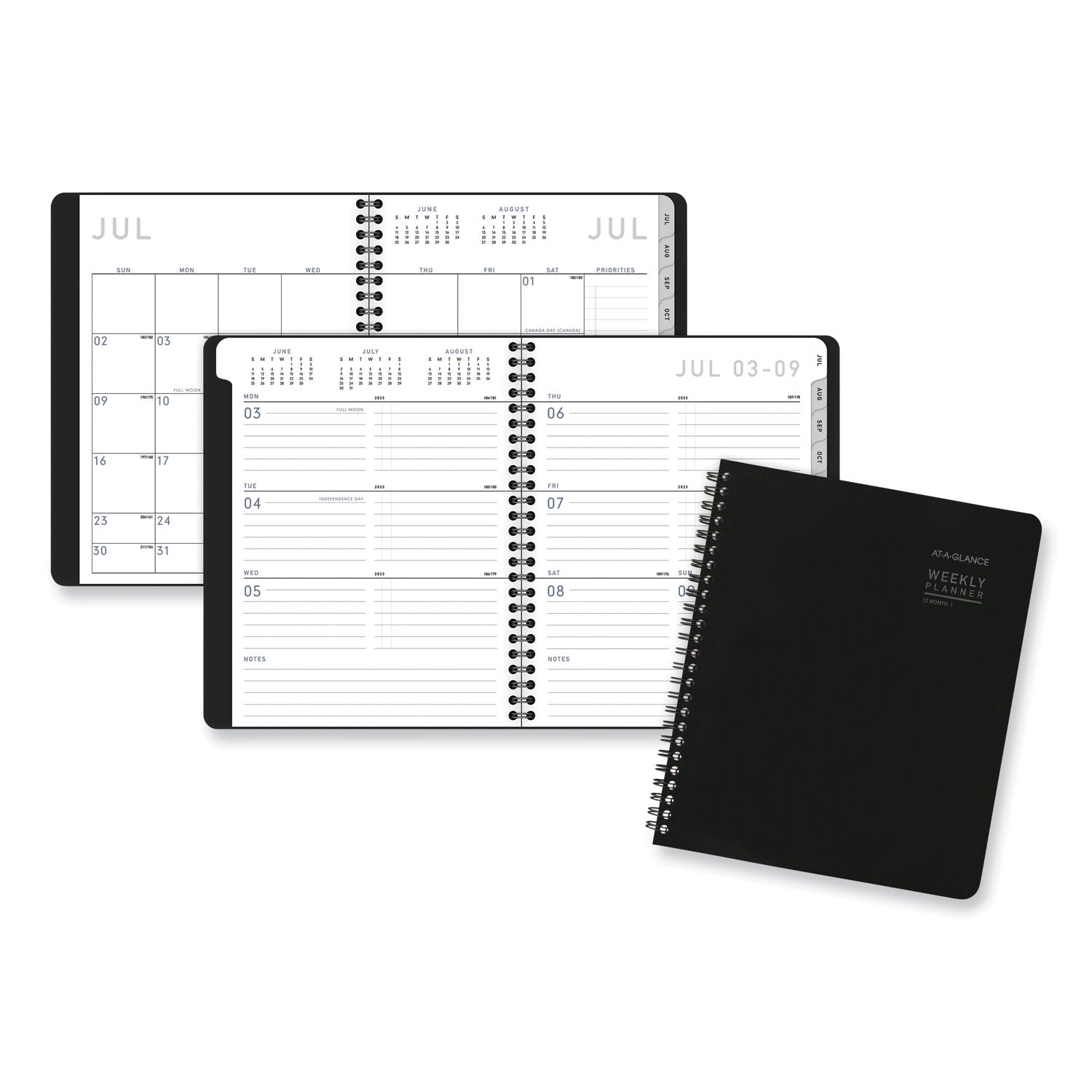 AT-A-GLANCE® Contempo Lite Academic Year Weekly/Monthly Planner, 8.75 x 7.87, Black Cover, 12-Month (July to June) 2024 to 2025