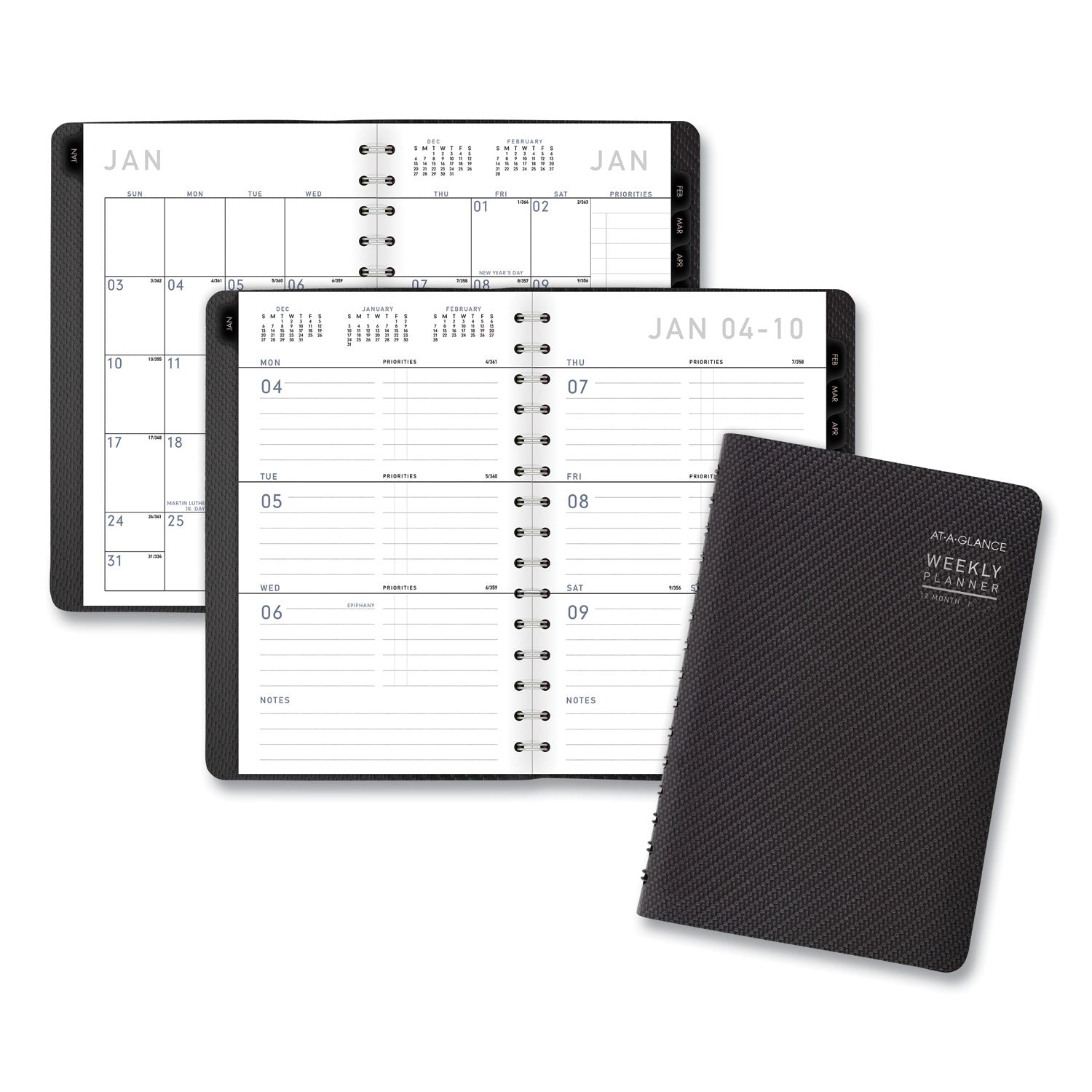 AT-A-GLANCE® Contemporary Weekly/Monthly Planner, Open-Block Format, 8.5 x 5.5, Graphite Cover, 12-Month (Jan to Dec): 2025