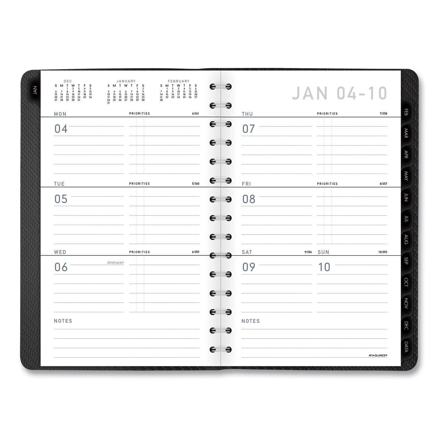 AT-A-GLANCE® Contemporary Weekly/Monthly Planner, Open-Block Format, 8.5 x 5.5, Graphite Cover, 12-Month (Jan to Dec): 2025