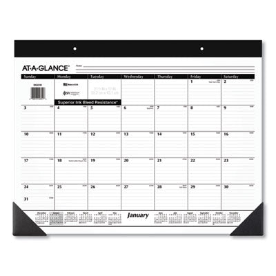 Monthly Refillable Desk Pad, 22 x 17, White Sheets, Black Binding, Black Corners, 12-Month (Jan to Dec): 2024 Flipcost Flipcost
