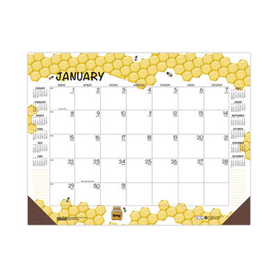 Recycled Honeycomb Desk Pad Calendar, 18.5 x 13, White/Multicolor Sheets, Brown Corners, 12-Month (Jan to Dec): 2024 Flipcost Flipcost