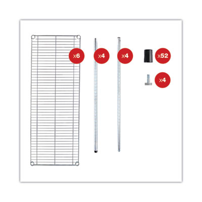 NSF Certified 6-Shelf Medium-Duty Commercial Wire Shelving Kit, 48w x 18d x 72h, Silver Flipcost Flipcost