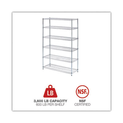 NSF Certified 6-Shelf Medium-Duty Commercial Wire Shelving Kit, 48w x 18d x 72h, Silver Flipcost Flipcost