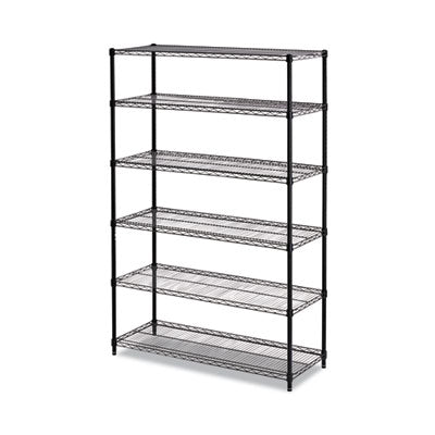 NSF Certified 6-Shelf Medium-Duty Commercial Wire Shelving, 48w x 18d x 72h, Black Flipcost Flipcost