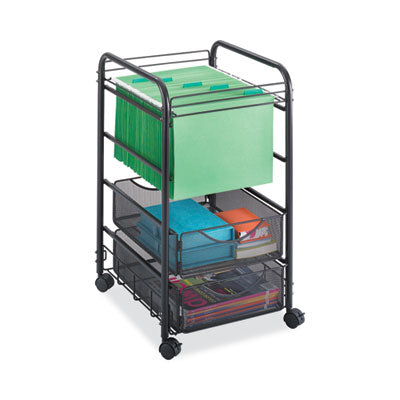 Onyx Mesh mobile file storage drawers., Metal, 2 Drawers, 1 Bin, 15.75" x 17" x 27", Black Flipcost Flipcost
