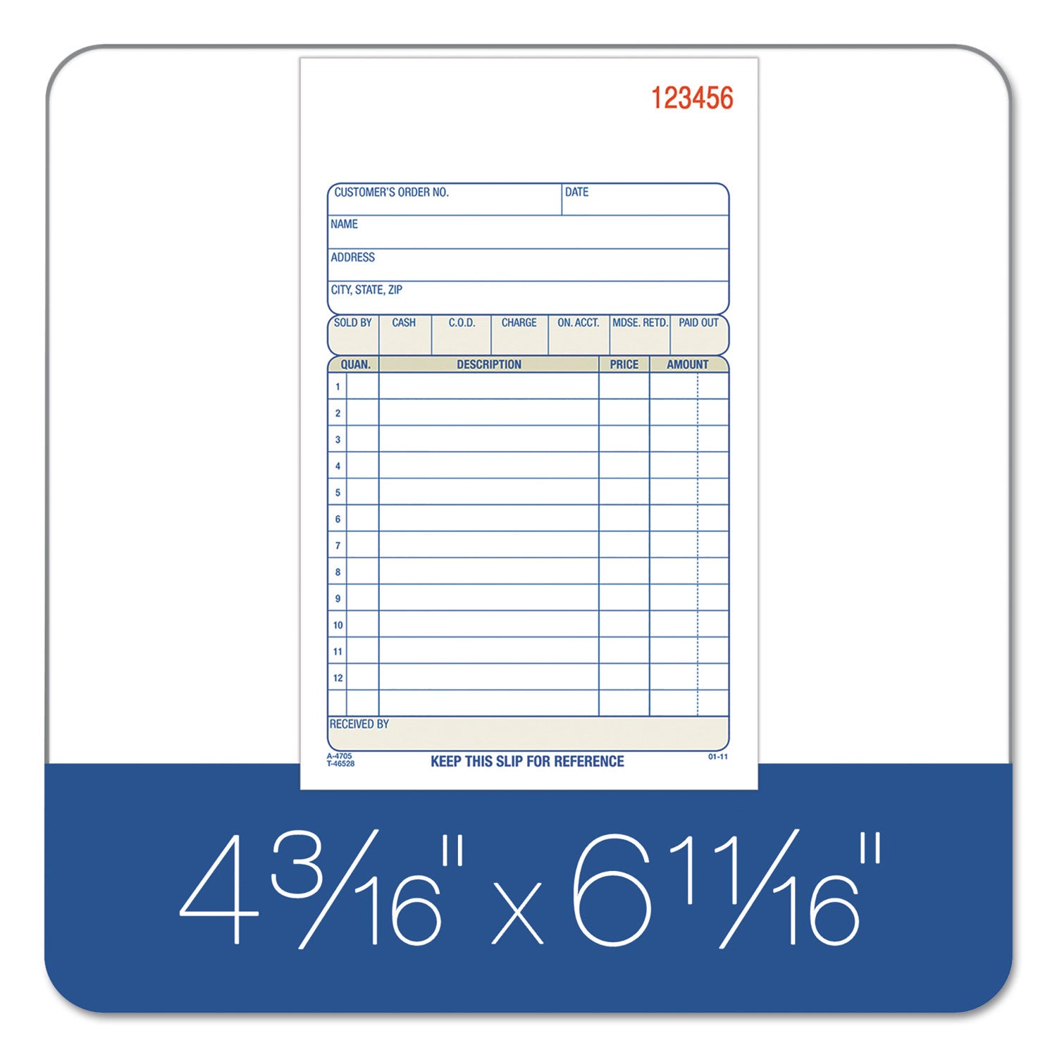 Adams® Multipart Sales Order Pad, Three-Part Carbonless, 4.19 x 6.69, 50 Forms Total