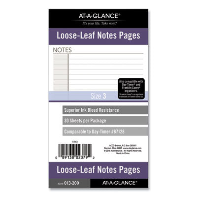 Undated Lined Notes Pages for Planners/Organizers, 6.75 x 3.75, White Sheets, Undated Flipcost Flipcost