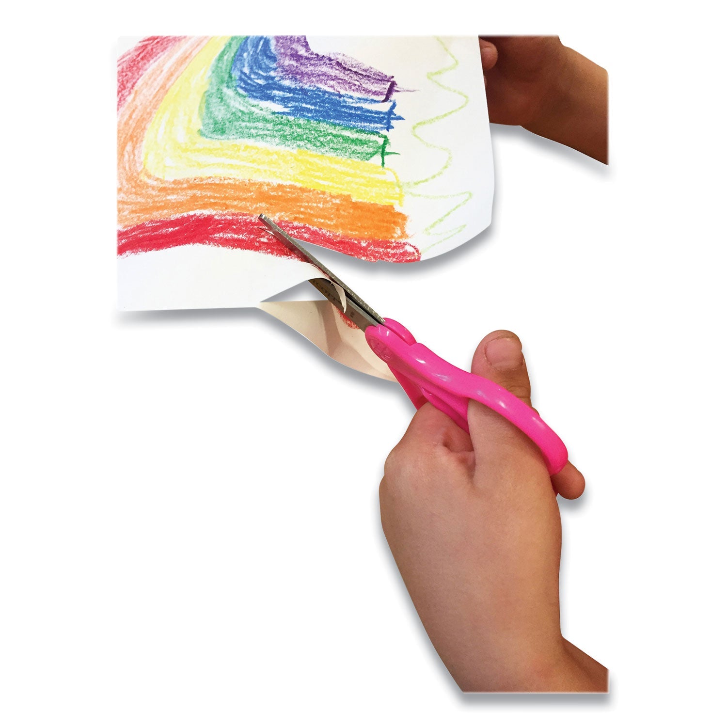 Westcott® For Kids Scissors, Rounded Tip, 5" Long, 1.75" Cut Length, Straight Assorted Color Handles, 6/Pack