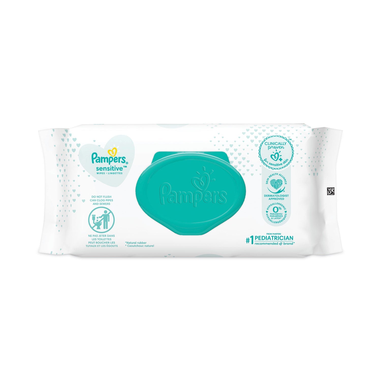 Pampers® Sensitive Baby Wipes, 1-Ply, 6.8 x 7, Unscented, White, 56/Pack