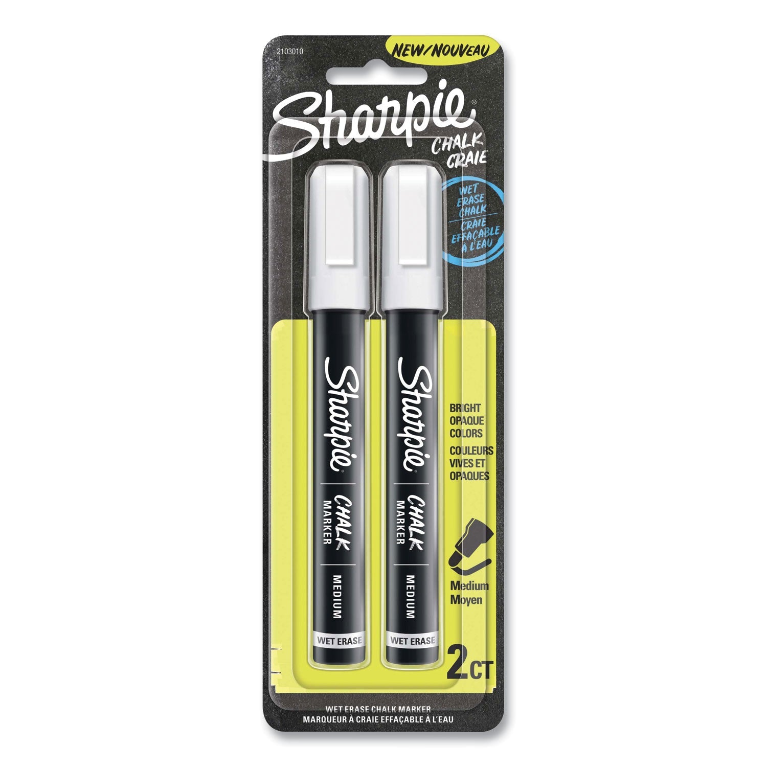 Sharpie® Wet-Erase Chalk Marker, Medium Bullet Tip, White, 2/pack