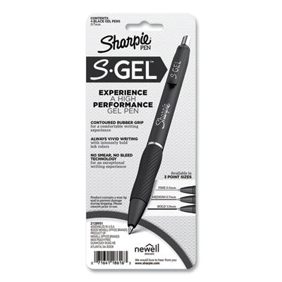 Sharpie® S-Gel™ S-Gel Fashion Barrel Gel Pen, Retractable, Medium 0.7 Mm, Black Ink, Pearl White Barrel, 4/pack