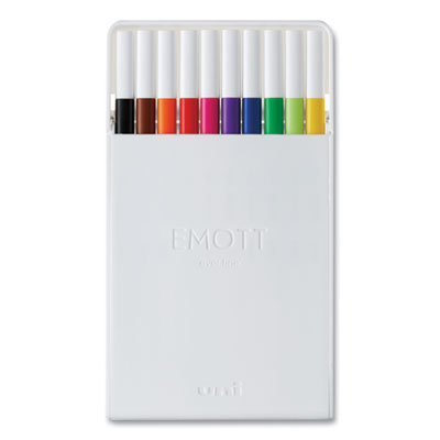 uniball® EMOTT Porous Point Pen, Stick, Fine 0.4 mm, Assorted Ink Colors, White Barrel, 10/Pack Flipcost Flipcost