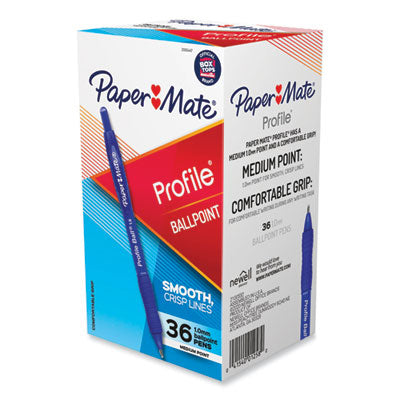 Paper Mate® Profile Ballpoint Pen, Retractable, Medium 1 mm, Blue Ink, Translucent Blue Barrel, 36/Pack Flipcost Flipcost