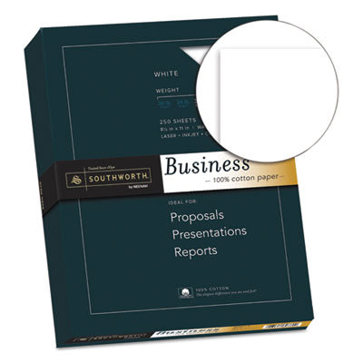 Southworth® 100% Cotton Business Paper, 95 Bright, 32 lb Bond Weight, 8.5 x 11, White, 250/Pack Flipcost Flipcost
