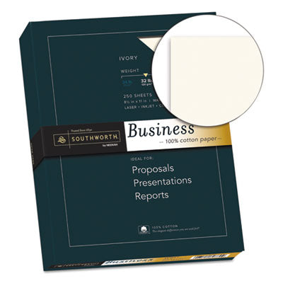 Southworth® 100% Cotton Business Paper, 32 lb Bond Weight, 8.5 x 11, Ivory, 250/Pack Flipcost Flipcost