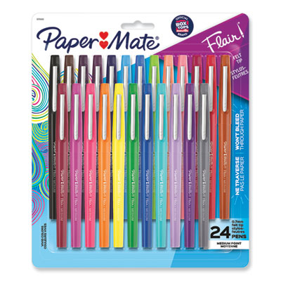 Paper Mate® Point Guard Flair Felt Tip Porous Point Pen, Stick, Medium 0.7 mm, Assorted Tropical Vacation Ink and Barrel Colors, 24/Pack Flipcost Flipcost