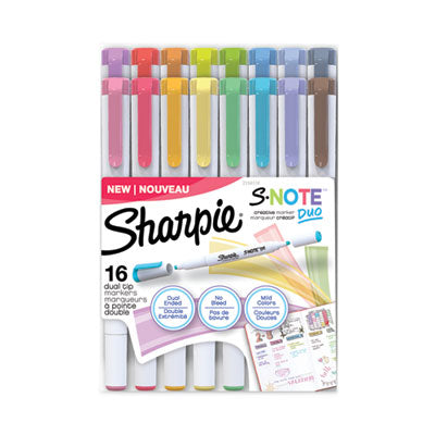 Sharpie® S-Note Creative Markers, Assorted Ink Colors, Bullet/Chisel Tip, White Barrel, 16/Pack Flipcost Flipcost