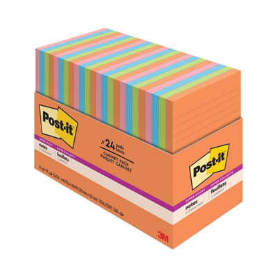 Post-it® Notes Super Sticky Pads in Energy Boost Collection Colors, Note Ruled, 4" x 6", 45 Sheets/Pad, 24 Pads/Pack Flipcost Flipcost