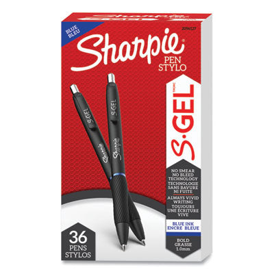 Sharpie® S-Gel™ S-Gel High-Performance Gel Pen, Retractable, Bold 1 mm, Blue Ink, Black Barrel, 36/Pack Flipcost Flipcost