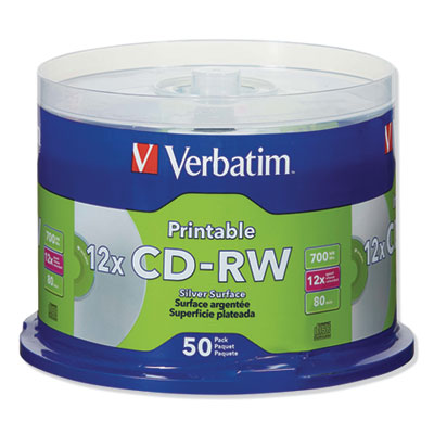 Verbatim® CD-RW DataLifePlus Printable Rewritable Disc, 700 MB/80 min, 12x, Spindle, Silver, 50/Pack Flipcost Flipcost