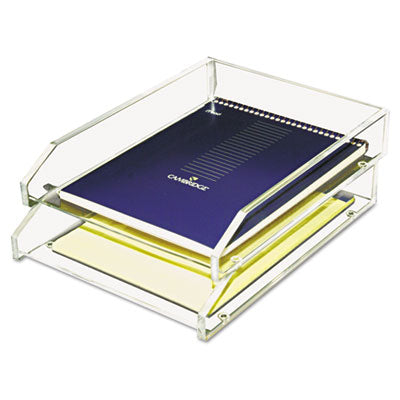 Kantek Clear Acrylic Letter Tray, 2 Sections, Letter Size Files, 10.5" x 13.75" x 2.5", Clear, 2/Pack Flipcost Flipcost