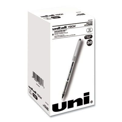 uniball® VISION Smooth Flowing Rollerball Pen, Stick, Fine 0.7 mm, Black Ink, Silver/Black/Clear Barrel, 36/Pack Flipcost Flipcost