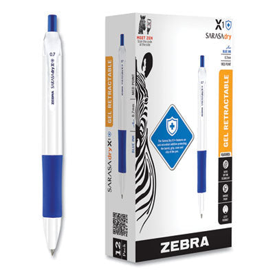 Sarasa Dry X1+ Retractable Gel Pen, Medium 0.7 mm, Blue Ink, White/Blue Barrel, 12/Pack Flipcost Flipcost