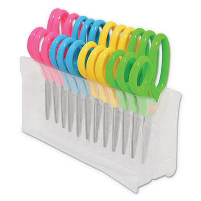 Kids' Scissors Antimicrobial Pointed Handles, 5" Long, 2" Cut Length, Assorted, 12/Pack Flipcost Flipcost