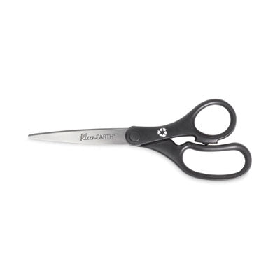 KleenEarth Basic Recycled plastic handle scissors, 8" Long, 3.25" Cut Length, Black Straight Handles, 3/Pack Flipcost Flipcost