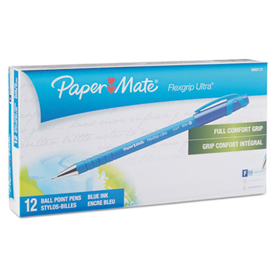 Paper Mate® FlexGrip Ultra Recycled Ballpoint Pen, Stick, Fine 0.8 mm, Blue Ink, Blue Barrel, Dozen Flipcost Flipcost