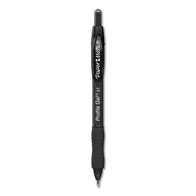 Paper Mate® Profile Gel Pen, Retractable, Medium 0.7 mm, Black Ink, Translucent Black Barrel, Dozen Flipcost Flipcost