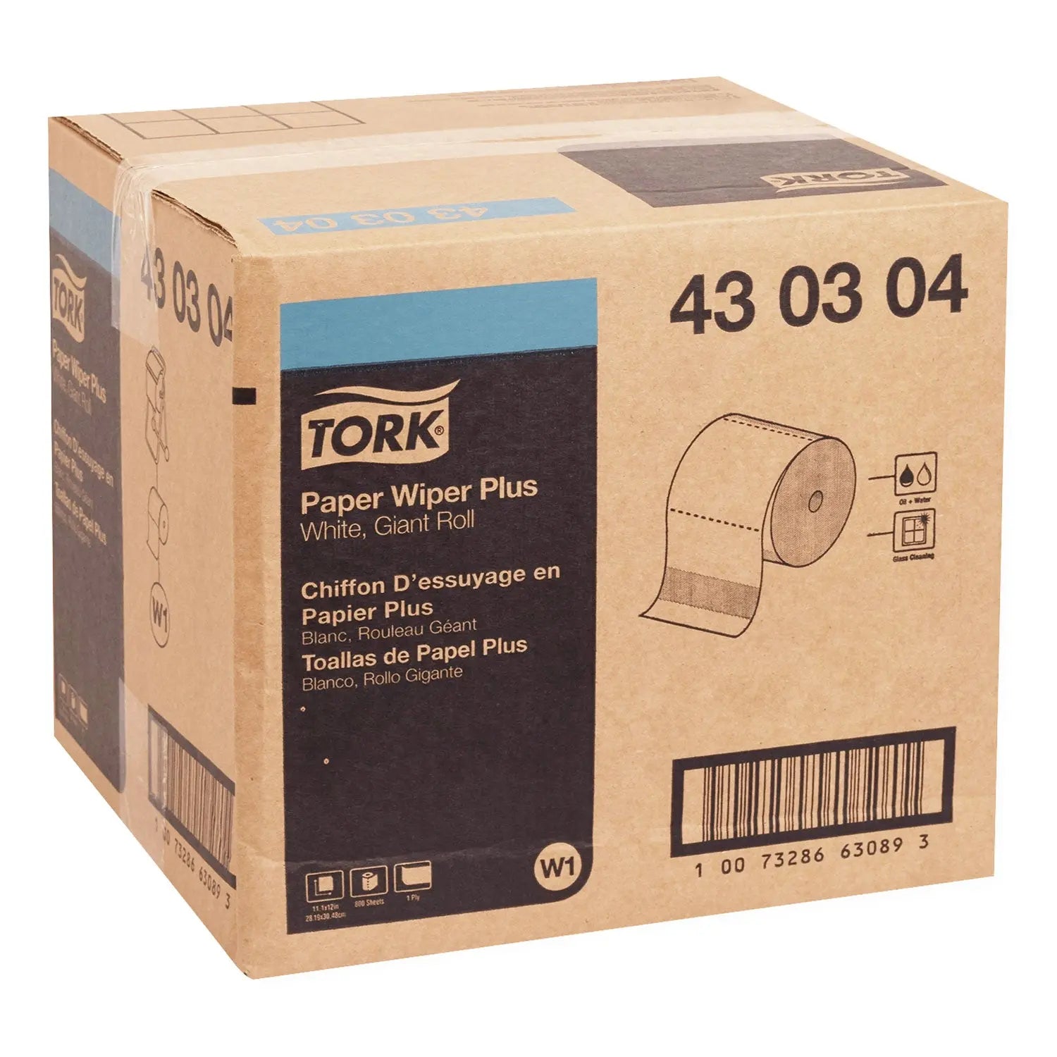 Paper Wiper Plus, 11.1 x 12, White, 800/Roll Tork® Flipcost