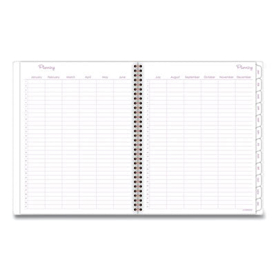 Mina Weekly/Monthly Floral Mina Planner 11x8.5, White/Violet/Peach Cover, 12-Month (Jan to Dec): 2024 Flipcost Flipcost