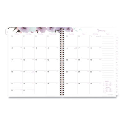 Mina Weekly/Monthly Floral Mina Planner 11x8.5, White/Violet/Peach Cover, 12-Month (Jan to Dec): 2024 Flipcost Flipcost