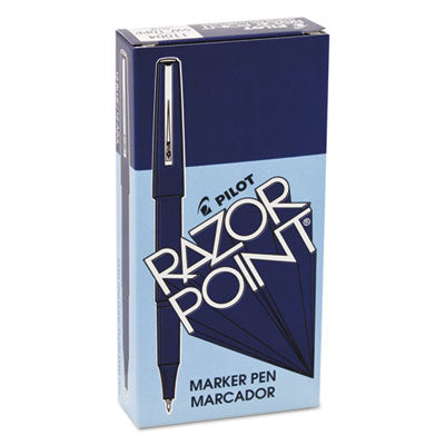 Pilot® Razor Point Fine Line Porous Point Pen, Stick, Extra-Fine 0.3 mm, Blue Ink, Blue Barrel, Dozen Flipcost Flipcost