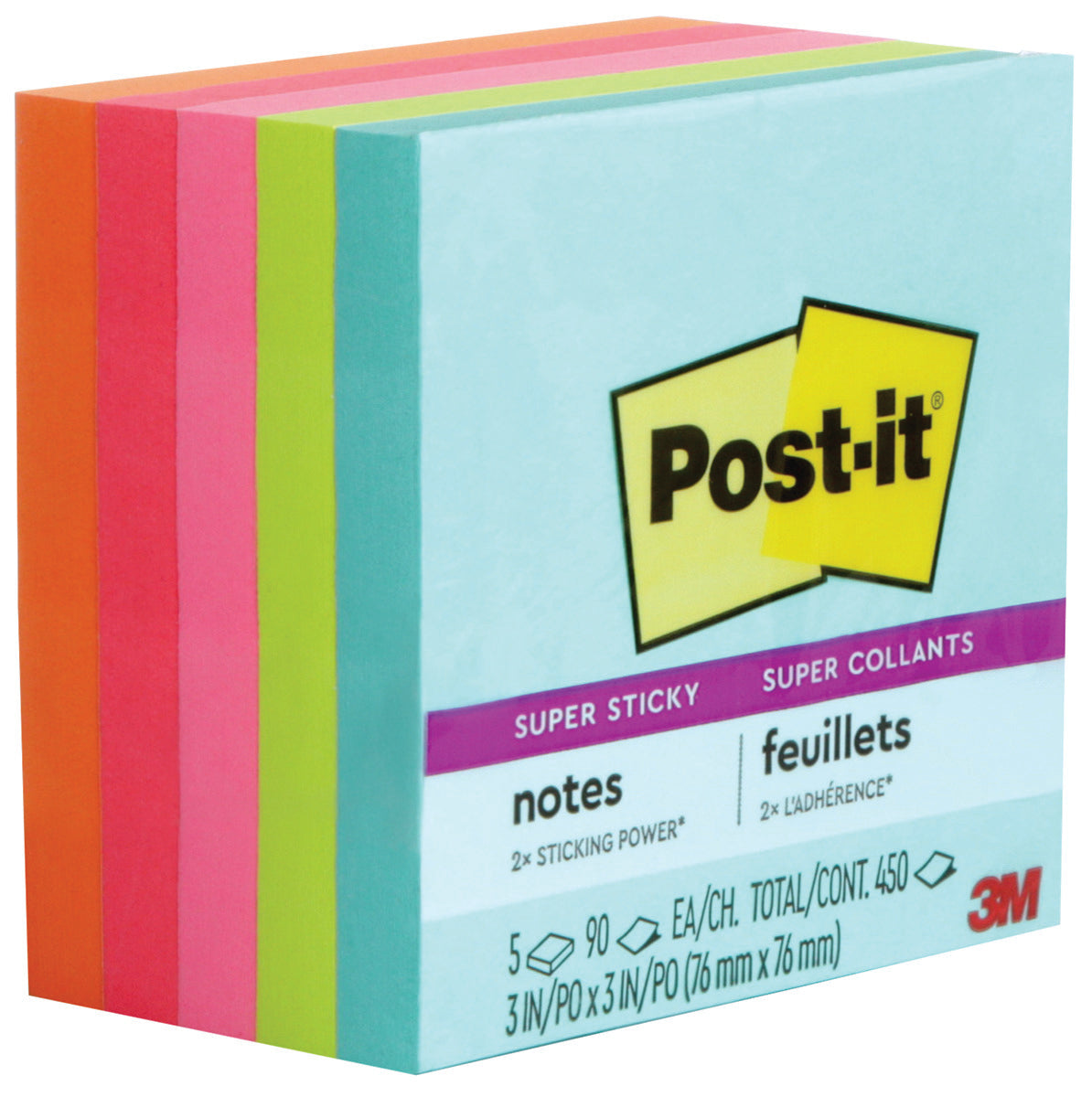 Post-it® Notes Original Cubes, 3" x 3", Pastels Collection, 400 Sheets/Cube