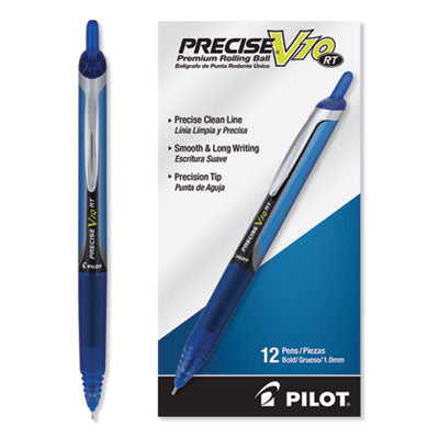 Precise V10RT Roller Ball Pen, Retractable, Bold 1 mm, Blue Ink, Blue Barrel, Dozen Flipcost Flipcost