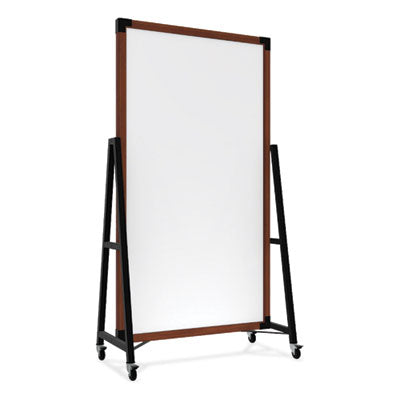 Prest Mobile Magnetic Whiteboard with Caramel Oak Frame, 40.5 x 73.75, White Surface, Caramel Oak Wood Frame Flipcost Flipcost