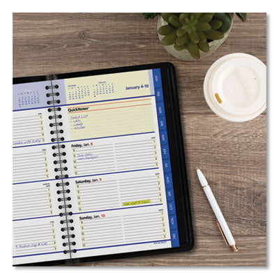QuickNotes Weekly Block Format Appointment Book, 8.5 x 5.5, Black Cover, 12-Month (Jan to Dec): 2024 Flipcost Flipcost