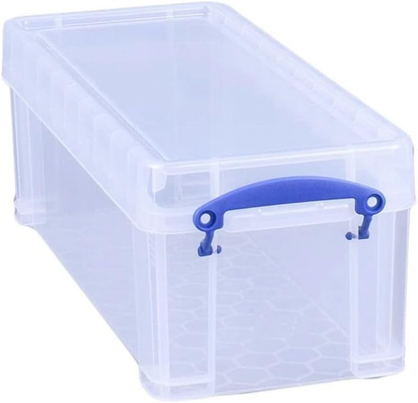 Really Useful Box® Snap-Lid Cd/dvd Storage Bin, 1.72 Gal, 7.13" X 17.25" X 6.25", Clear/blue