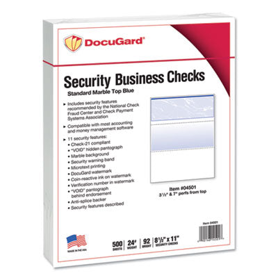 DocuGard™ Security Business Checks Features,11 8.5 x 11, Blue Marble Top, 500/Ream Flipcost Flipcost