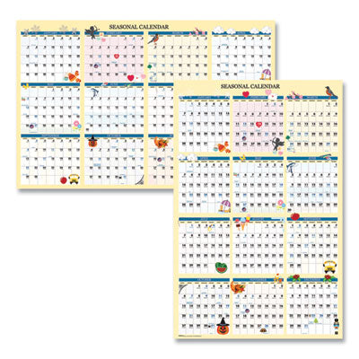 Recycled Seasonal Wall Calendar Laminated, Illustrated Seasons Artwork, 24 x 37, 12-Month (Jan to Dec): 2024 Flipcost Flipcost