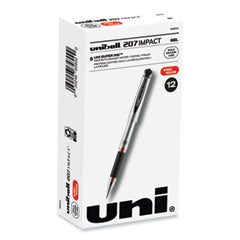 Red Gel Pen Uni-ball 207, Stick, Bold 1 mm, Red Ink, Silver/Black/Red Barrel Flipcost Flipcost