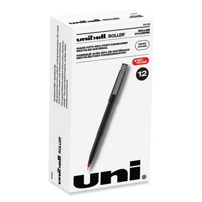 uniball® Roller Ball Pen Stick, Extra-Fine 0.5 mm, Red Ink, Black/Red Barrel, Dozen Flipcost Flipcost
