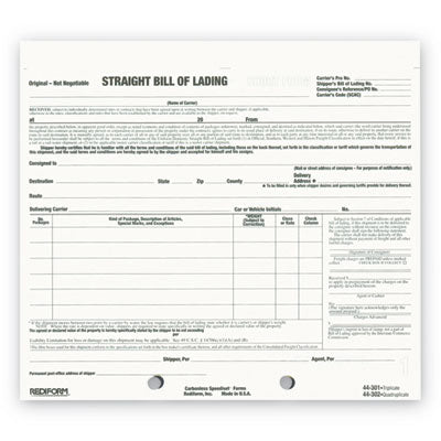 Rediform® Snap-A-Way Bill of Lading, Short Form, Three-Part Carbonless, 7 x 8.5, 250 Forms Total Flipcost Flipcost