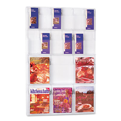 Reveal Clear Literature Displays, 18 Compartments, 30w x 2d x 45h, Clear Flipcost Flipcost